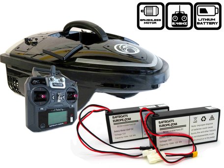 Sight Tackle Falcon Black Baitboat with Lithium ION Batteries (40aH!)